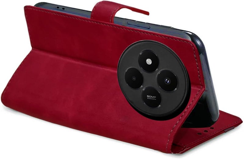 Excelsior Flip Cover for Redmi A4, Redmi 14C, Poco C75, Poco M7 | Premium PU Leather | 360 Degree Protection (Red) - Image 3