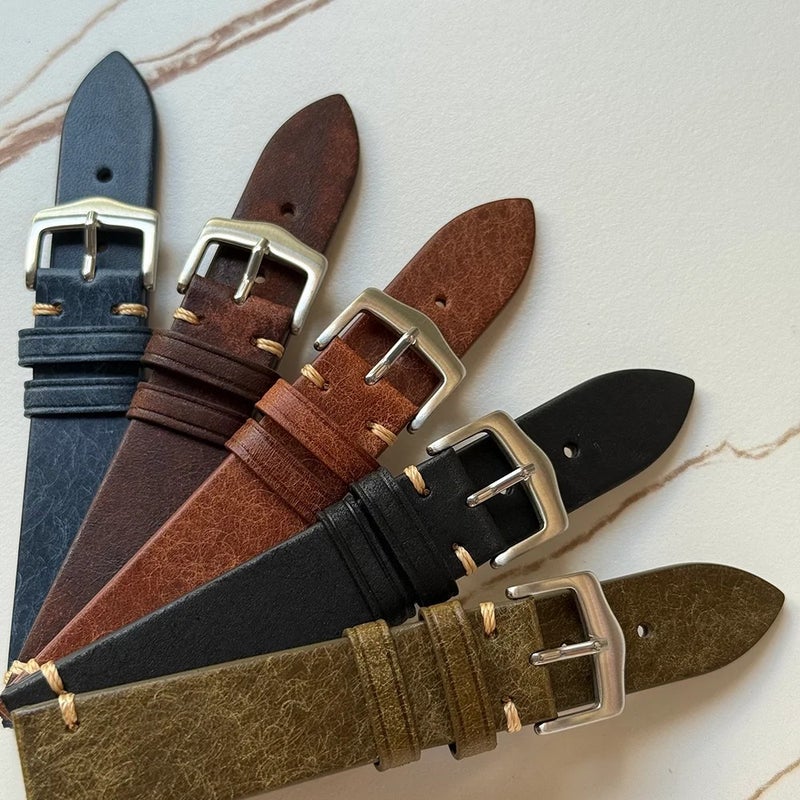 Bluejw Top Selected Italian Handmade Leather Strap Replacement for 20mm 22mm Luxury Genuine Italian Pueblo Leather Watch Band for Men – Premium Replace the Watch Strap Option - Image 2