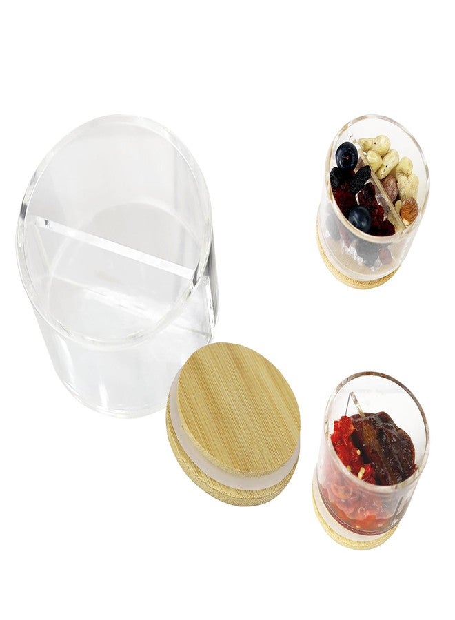 RSSCIIIUL 3.4 oz Double Compartment Condiment Container with Bamboo Lids, Leakproof Reusable Salad Dressing Container to Go 3 Pack Dip Sauce Cups for Lunch Box, Picnics,Travel Meal Prep, Kitchen Storage - Image 1
