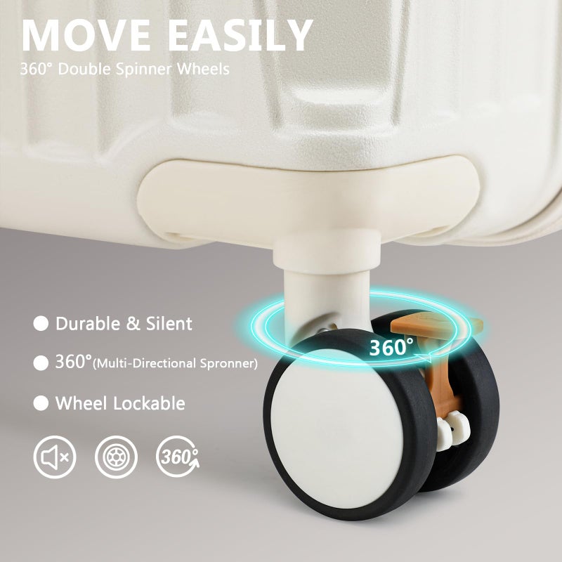 Joyway 20in Carry On Luggage with Cup Holder and USB Port, 25% Expandable Capacity, Smart Suitcase with Anti Slip Wheels and Backpack, Perfect for Men and Women 3 Piece Set White - Image 3