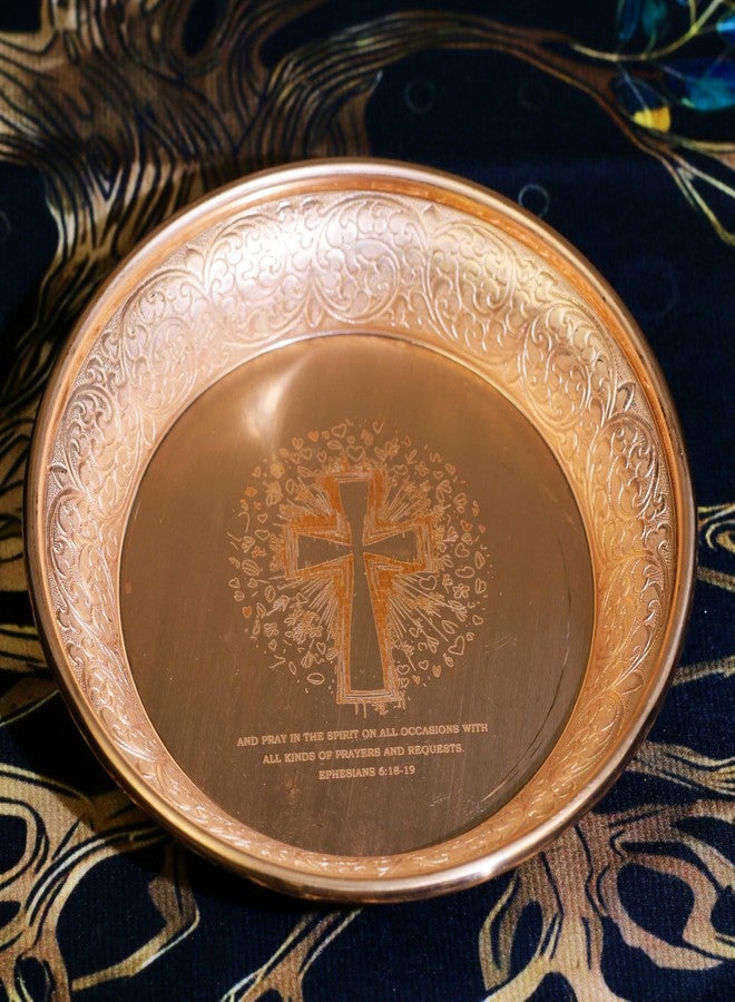 Amitofo Copper Offering Prayer Ritual Bowl Plate - Great for use Meditation,Smudging, Incense,Candle Dish, Ash Catcher,Witches,Jewelry Dish (Ephesians 6:18-19) - Image 4
