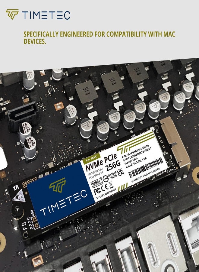 تايم تيك قرص تخزين Timetec بسعة 256 جيجابايت من نوع SSD NVMe PCIe Gen3x4 بتقنية 3D NAND TLC، سرعة قراءة تصل إلى 1950 ميجابايت/ثانية، متوافق مع أجهزة Apple MacBook Air (2013-2015، 2017)، وMacBook Pro (2013-2015)، وiMac (2013-2019)، وMac Pro (2013)، وMac Mini (2014). - Image 4