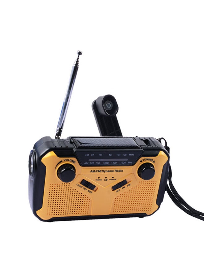 Jujingyang Hand-crank Flashlight Solar Power Generation Radio Charging Multifunctional Lighting Escape Emergency Equipment Lamp