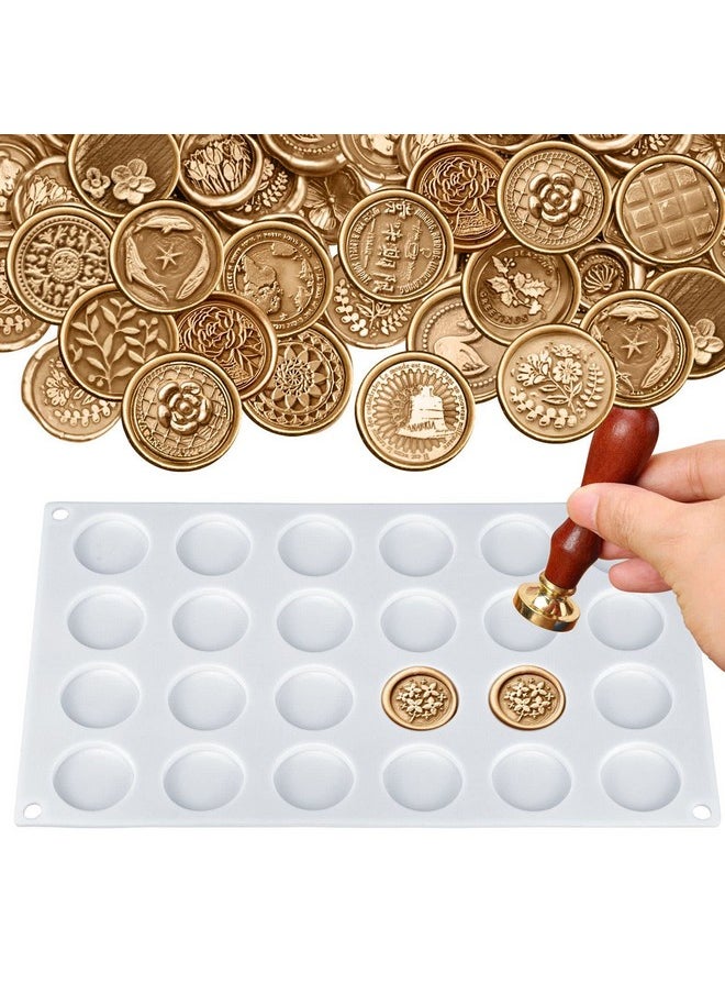 PalkSky Palksky Silicone Mat/Pad for Wax Seal Stamp, 24-Cavity Wax Sealing Mat with Removable Sticky Dots for DIY Craft Adhesive Waxing  - Image 1