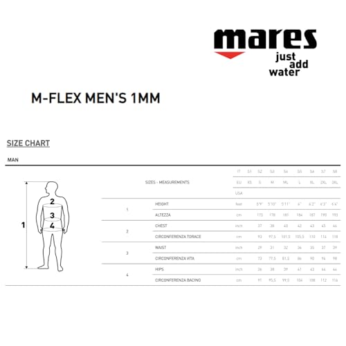Mares Men's M-Flex 1 mm Neoprene One Piece Full Body Scuba Diving Wetsuit for Warm Water, Black, Large - Image 3