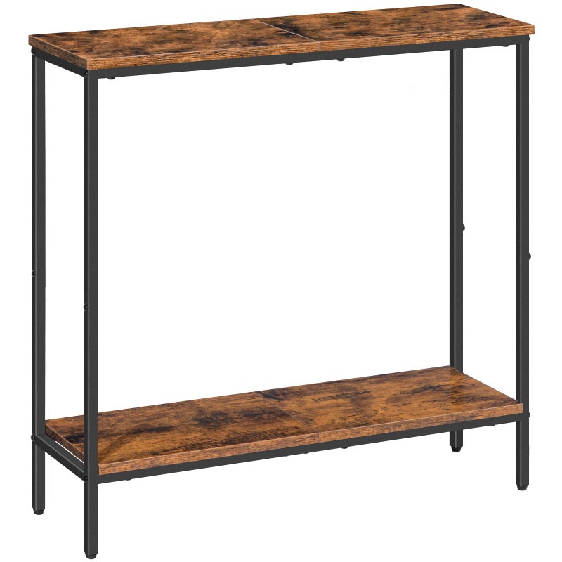 HOOBRO 295 Inches Narrow Console Table Small Sofa Table Entryway Table with Shelves Display Shelf for Hallway Bedroom Foyer Living Room Rustic Brown and Black BF22XG01