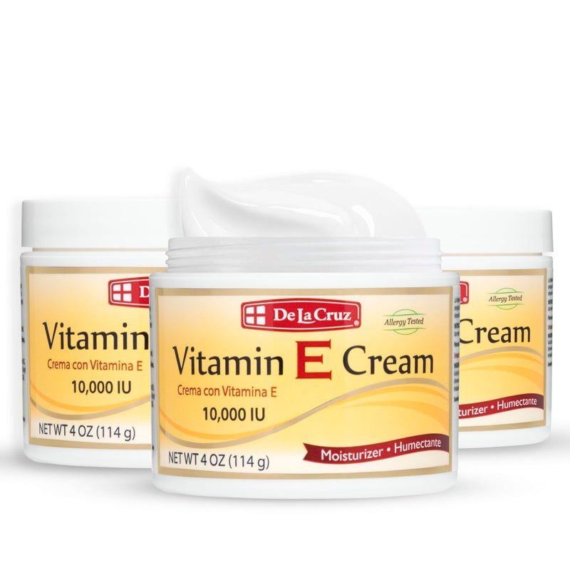 De La Cruz Vitamin E Cream Moisturizer for Face and Neck - Moisturizing Skin Care for All Skin Types - Made in USA, 4 oz (3 Pack) - Image 1