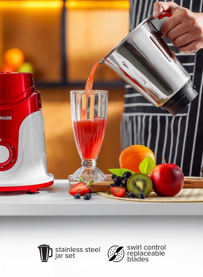 Olsenmark 3 IN 1 Indian Mixer Grinder Juicer OMSB2427J, 750W Powerful Motor with Stainless Steel Jars and Blades, 3 Jars with 3 Speed Control Unbreakable Polycarbonate Jar Caps, Multicolour 750 W OMSB2427K Multicolour - Image 2