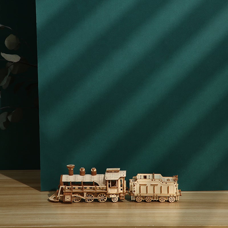 Cross-Border New Product 3D Stereo Puzzle Luxury Train Wooden Toys Educational Assembly Toys DIY Creative Ornaments(Luxury train) - Image 1