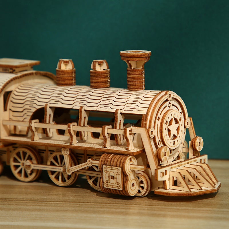 Cross-Border New Product 3D Stereo Puzzle Luxury Train Wooden Toys Educational Assembly Toys DIY Creative Ornaments(Luxury train) - Image 4