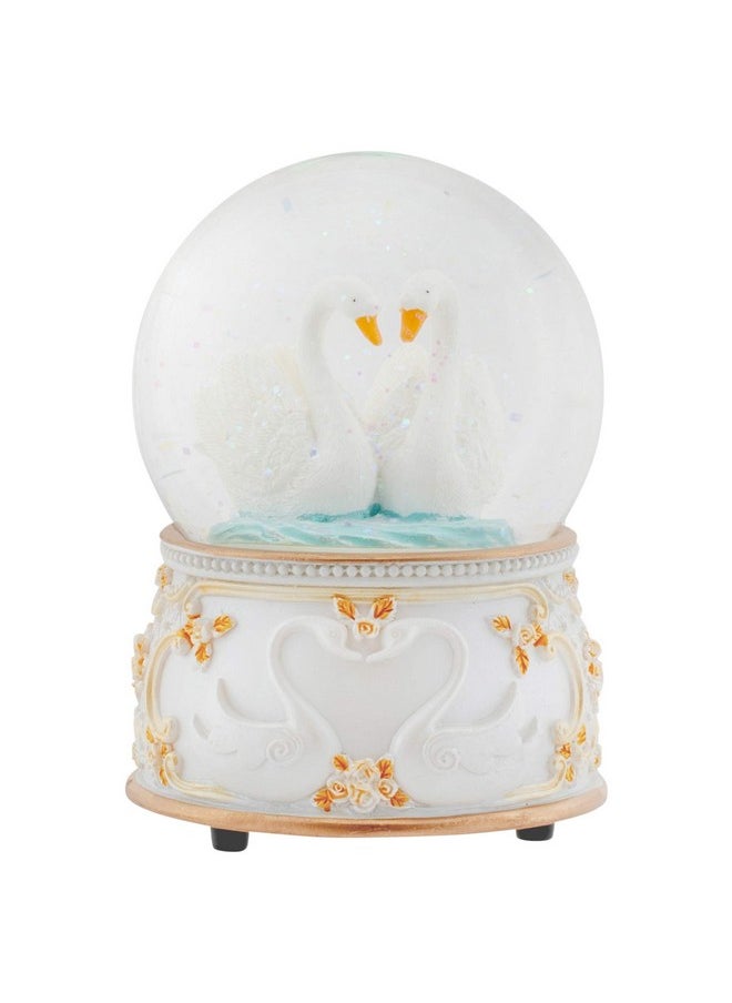 Elanze Designs Elanze Designs Graceful White Revolving Swan 100MM Sturdy Wind Up Musical Glitter Water Snow Globe Tabletop Dresser Nightstand Figurine Decoration Plays Tune Swan Lake  - Image 4