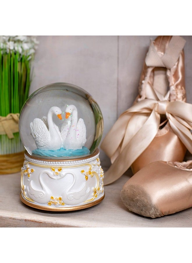 Elanze Designs Elanze Designs Graceful White Revolving Swan 100MM Sturdy Wind Up Musical Glitter Water Snow Globe Tabletop Dresser Nightstand Figurine Decoration Plays Tune Swan Lake  - Image 2
