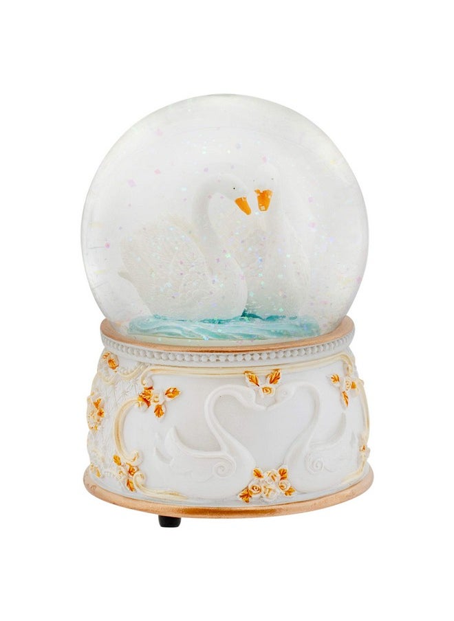 Elanze Designs Elanze Designs Graceful White Revolving Swan 100MM Sturdy Wind Up Musical Glitter Water Snow Globe Tabletop Dresser Nightstand Figurine Decoration Plays Tune Swan Lake  - Image 1