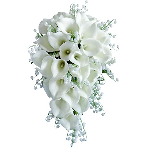 Eforcase Wedding Bouquet - Bridal & Bridesmaid Artificial Calla Lily Bouquets, Water Drop Shape - Image 2