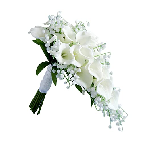 Eforcase Wedding Bouquet - Bridal & Bridesmaid Artificial Calla Lily Bouquets, Water Drop Shape - Image 4