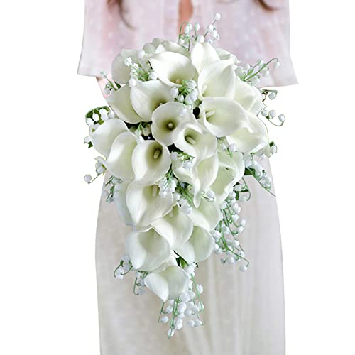 Eforcase Wedding Bouquet - Bridal & Bridesmaid Artificial Calla Lily Bouquets, Water Drop Shape - Image 1