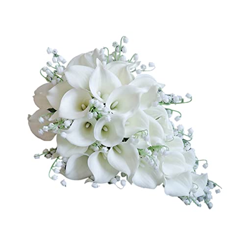 Eforcase Wedding Bouquet - Bridal & Bridesmaid Artificial Calla Lily Bouquets, Water Drop Shape - Image 3