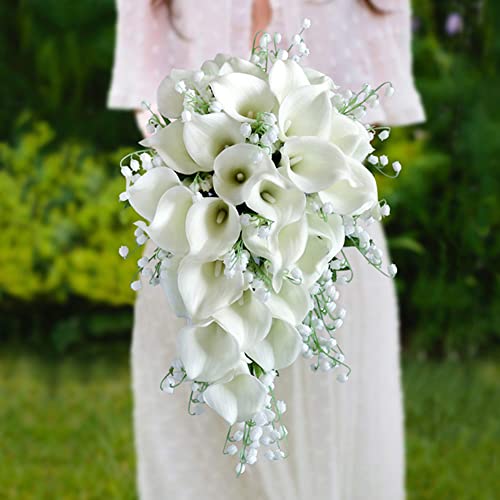 Eforcase Wedding Bouquet - Bridal & Bridesmaid Artificial Calla Lily Bouquets, Water Drop Shape - Image 5