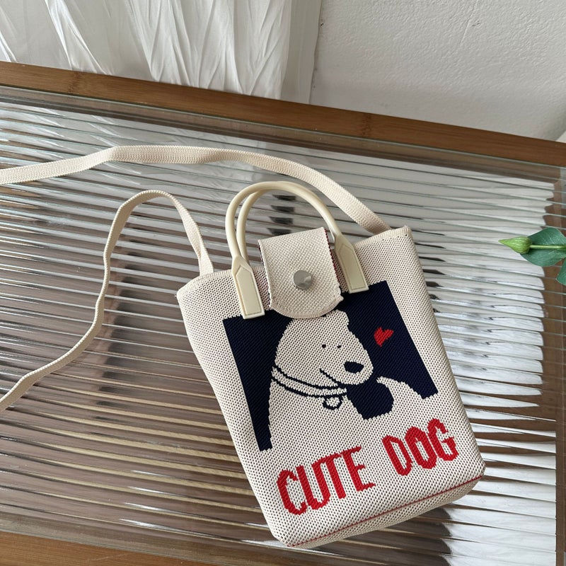 Spring And Cute Puppy Knitted Bag Women'S Personalized Design Mobile Phone Bag Women'S Spring Coin Purse Hand Bag Trendy - Image 1