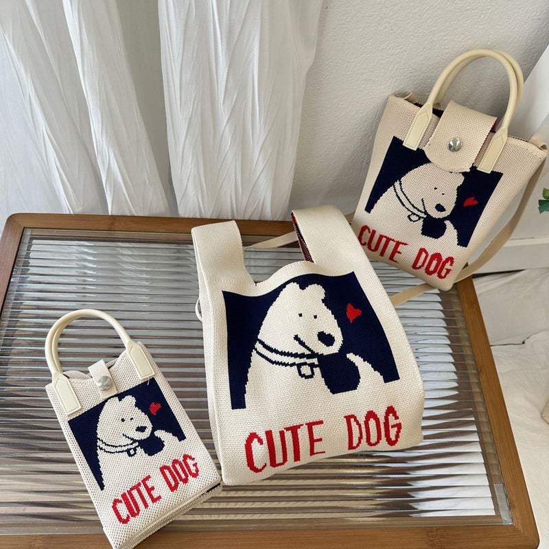 Spring And Cute Puppy Knitted Bag Women'S Personalized Design Mobile Phone Bag Women'S Spring Coin Purse Hand Bag Trendy - Image 2