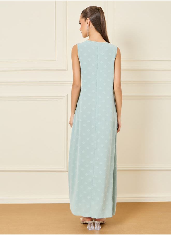 Styli - Dobby Textured Sleeveless Under Abaya Dress - Image 1