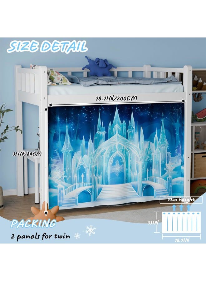 Vpory Bunk Bed Curtains - Loft Bed Curtains Privacy Bottom Bed Tent Customization Blockout Breathable Bed Canopy for Girls Teens Children Students (Ice Castle, Twin/Full) - Image 2