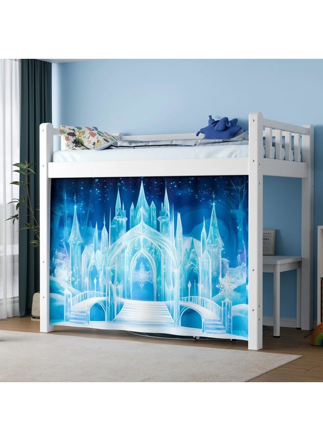 Vpory Bunk Bed Curtains - Loft Bed Curtains Privacy Bottom Bed Tent Customization Blockout Breathable Bed Canopy for Girls Teens Children Students (Ice Castle, Twin/Full) - Image 1