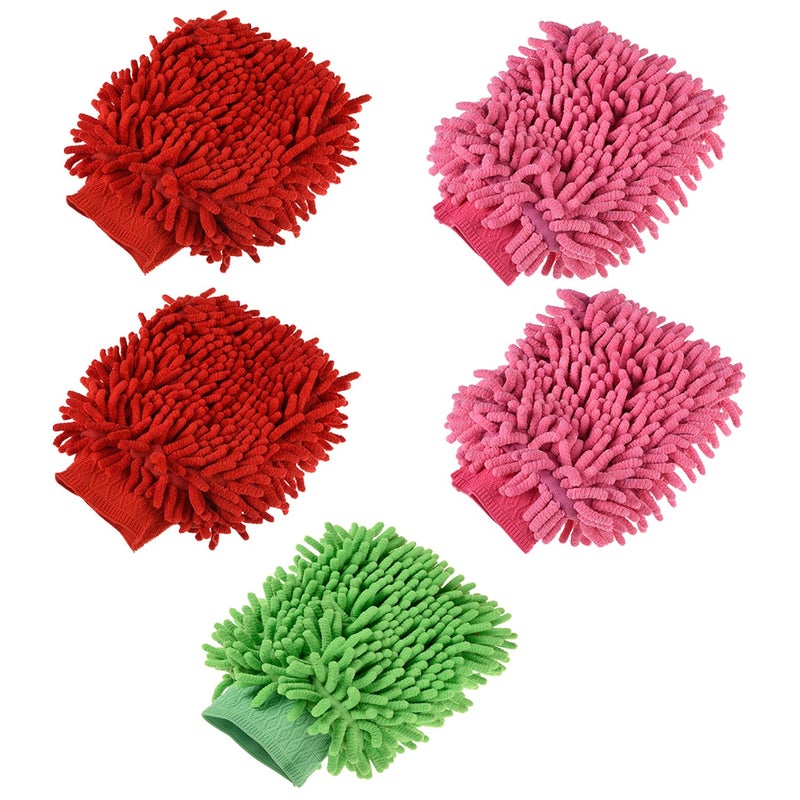 Kuber Industries Kuber Industries Gloves | Microfiber Cleaning Gloves | Chenille Mitts for Kitchen | 50 GSM Hand Duster for Kitchen | Hand Gloves for Car | Duster for Glass | Pack of 5 | Multi - Image 1