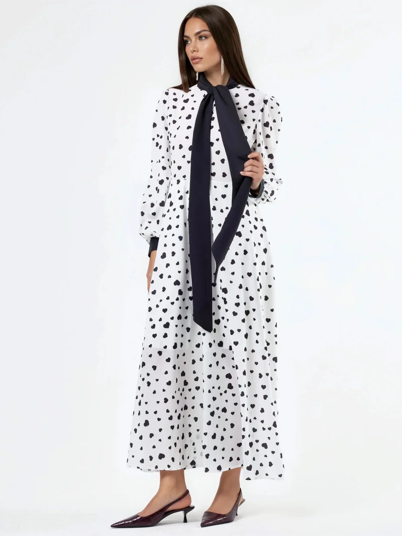 جينيفر Heart Patterned Maxi Dress