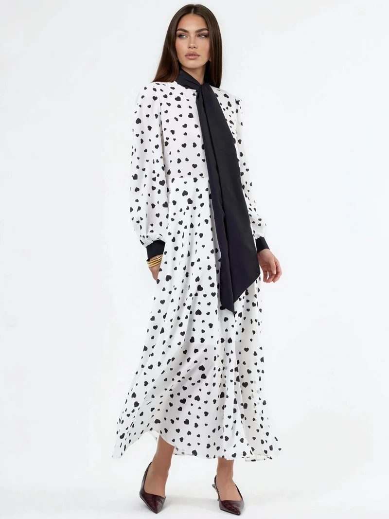 جينيفر Heart Patterned Maxi Dress
