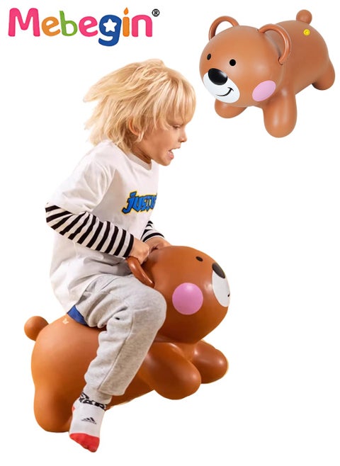 Bouncy Bear with a Pump, Inflatable Ride-on Toy with Adorable Appearance, Durable Bouncy hopper, Inflatable Bouncing Animal with 4-leged Support, No Limited Playing Areas, Ideal Gift for Kids, 38*29*50cm