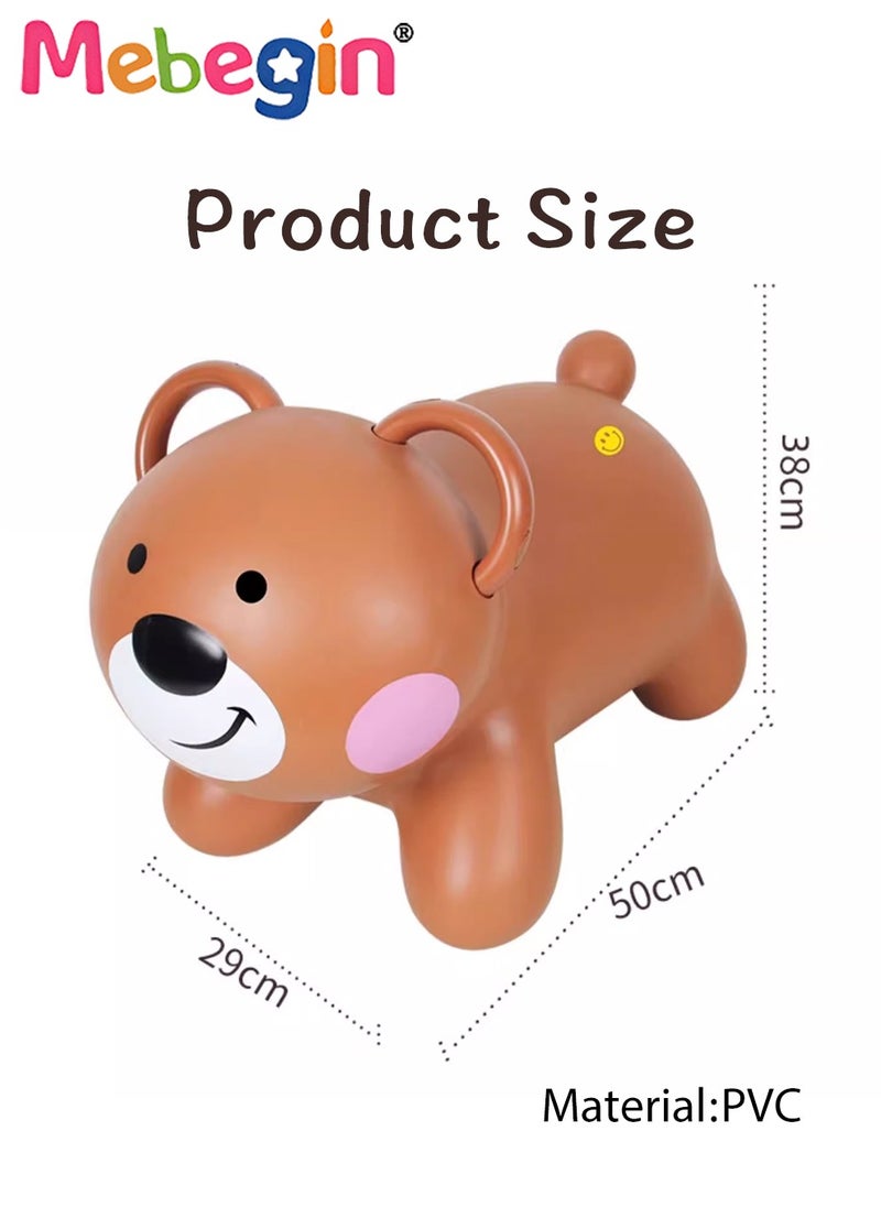 Bouncy Bear with a Pump, Inflatable Ride-on Toy with Adorable Appearance, Durable Bouncy hopper, Inflatable Bouncing Animal with 4-leged Support, No Limited Playing Areas, Ideal Gift for Kids, 38*29*50cm
