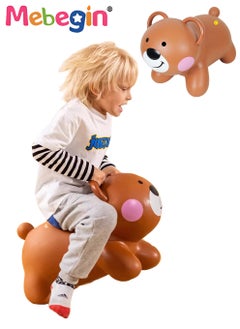 MEBEGIN Bouncy Bear with a Pump, Inflatable Ride-on Toy with Adorable Appearance, Durable Bouncy hopper, Inflatable Bouncing Animal with 4-leged Support, No Limited Playing Areas, Ideal Gift for Kids, 38*29*50cm  - Image 1