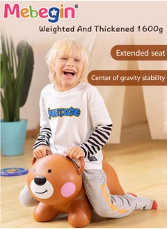 MEBEGIN Bouncy Bear with a Pump, Inflatable Ride-on Toy with Adorable Appearance, Durable Bouncy hopper, Inflatable Bouncing Animal with 4-leged Support, No Limited Playing Areas, Ideal Gift for Kids, 38*29*50cm  - Image 4