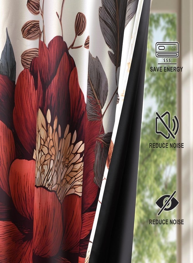 XWZO Boho Blackout Floral Curtains for Bedroom, Flower Patterned Vintage Curtains Mid Century Botanical Printed Black Out Curtain 84 Inch Length 2 Panels for Living Room Grommet Top Bohemian Decor - Image 5