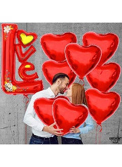 KATCHON 12+1 Red Love Balloon Vertical Big 44 Inch Foil Red Heart Balloons | Heart Shaped Balloons For Romantic Decorations Special Night | I Love You Balloons For Wedding Anniversary Birthday Paty  - Image 2