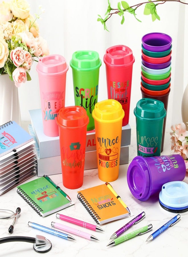 Skylety هدايا أسبوع الممرضات من سكايليتي 72 قطعة أكواب تقدير سعة 16 أونصة مع أغطية أكواب قهوة قابلة لإعادة الاستخدام دفاتر تحفيزية أقلام شكر للممرضات هدايا للممرضات للنساء والرجال (أسلوب حديث) - Image 4