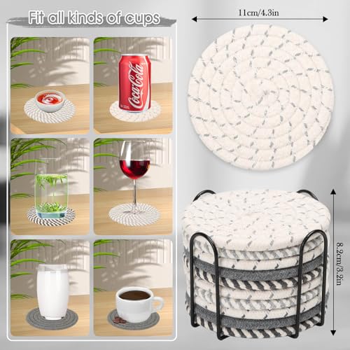 Billbotk 10 Pieces Coasters for Drinks, Absorbent Drink Coasters with Holder, Coffee Table Coaster Set for Home Decor, Apartment Decor Aesthetic, Living Room Essentials, 4.3 Inches - Image 3