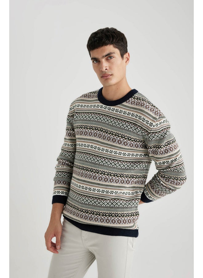 DeFacto Man Tricot Standart Fit Crew Neck Long Sleeve Pullover - Image 3