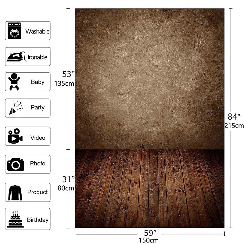 Allenjoy 5x7ft Soft Fabric Brown Wall with Wooden Floor Photography Backdrop Newborn Baby Photoshoot Abstract Portraits Photo Photographer Background Props - Image 2