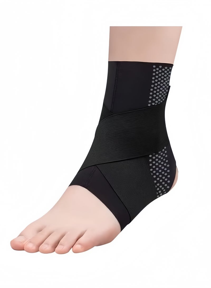 دعامة الكاحل، ضمادة لدعم الكاحل، لفافة الكاحل، ودعامة الكاحل لتخفيف التهاب اللفافة الأخمصية، جورب ضغط قابل للتعديل وجيد التهوية، حزام دعم الكاحل للرجال (XL) - Image 1