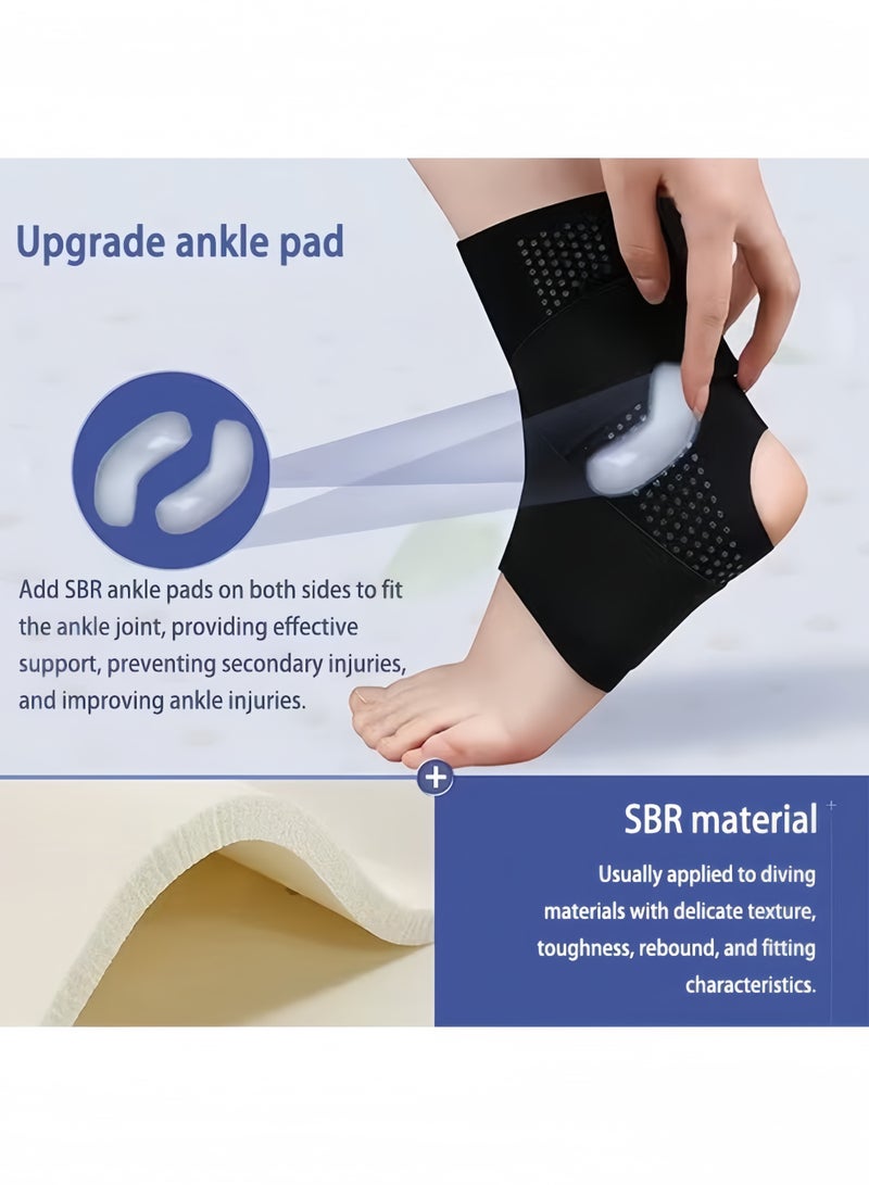 دعامة الكاحل، ضمادة لدعم الكاحل، لفافة الكاحل، ودعامة الكاحل لتخفيف التهاب اللفافة الأخمصية، جورب ضغط قابل للتعديل وجيد التهوية، حزام دعم الكاحل للرجال (XL) - Image 4