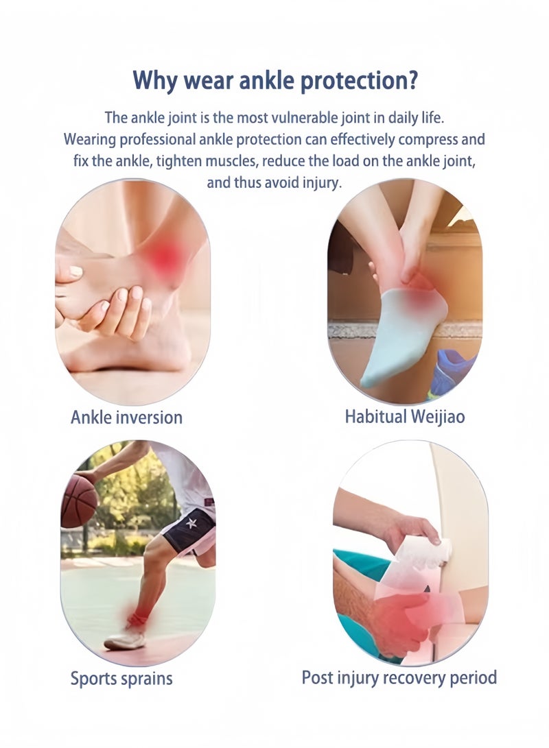 دعامة الكاحل، ضمادة لدعم الكاحل، لفافة الكاحل، ودعامة الكاحل لتخفيف التهاب اللفافة الأخمصية، جورب ضغط قابل للتعديل وجيد التهوية، حزام دعم الكاحل للرجال (XL) - Image 2