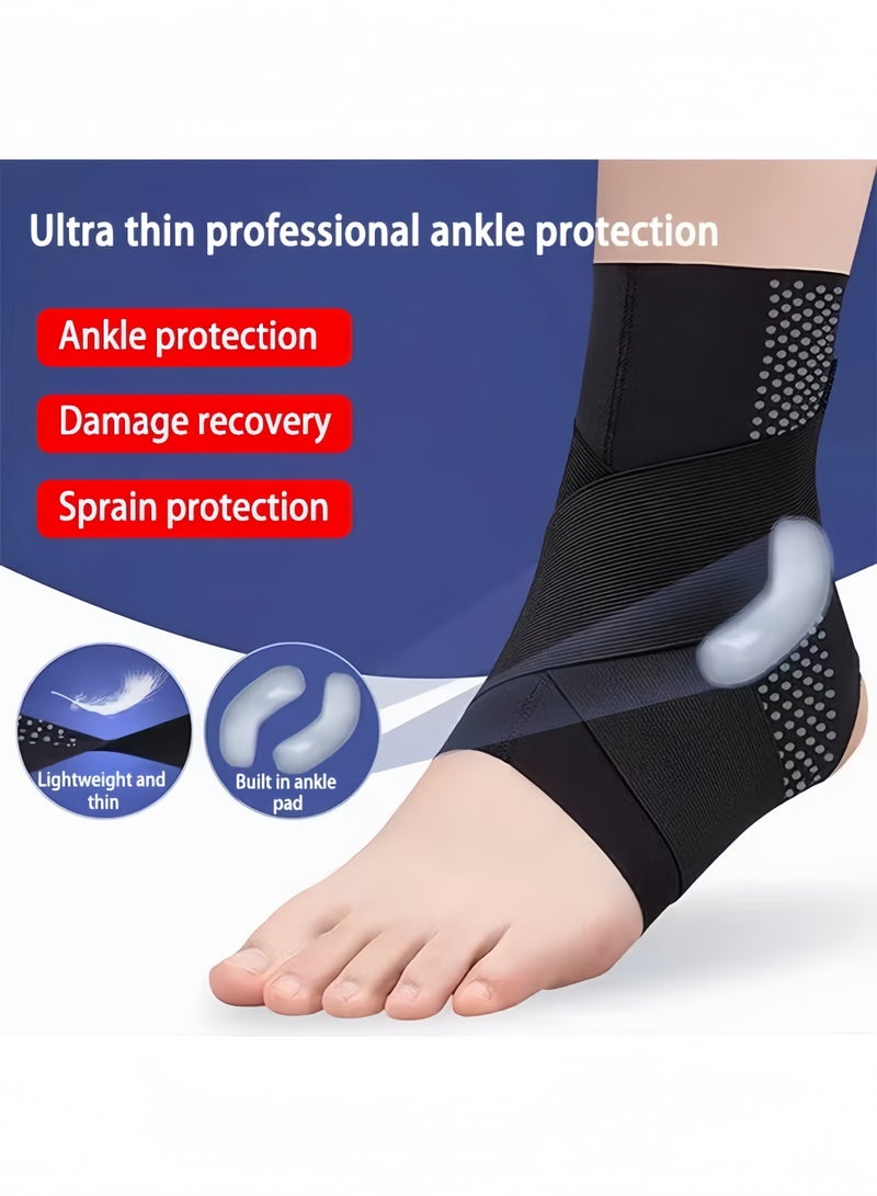 دعامة الكاحل، ضمادة لدعم الكاحل، لفافة الكاحل، ودعامة الكاحل لتخفيف التهاب اللفافة الأخمصية، جورب ضغط قابل للتعديل وجيد التهوية، حزام دعم الكاحل للرجال (XL) - Image 3