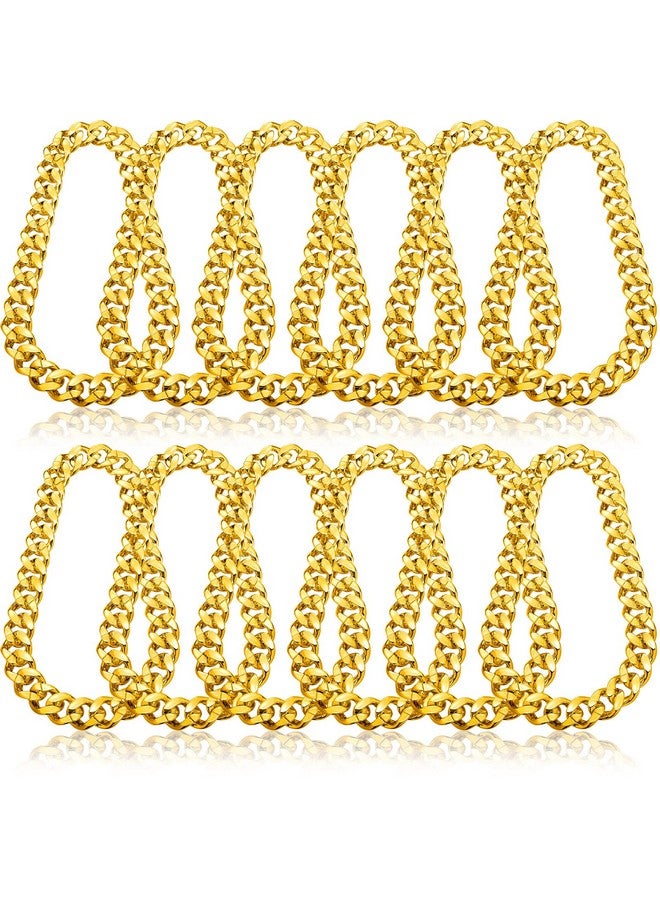 Jexine 12 Pcs Costume Rapper Chain, Hip Hop Chain Bulk Fake Necklace For Men Women 80S 90S Jewelry Punk Style, 32 Inch(Gold) - Image 1