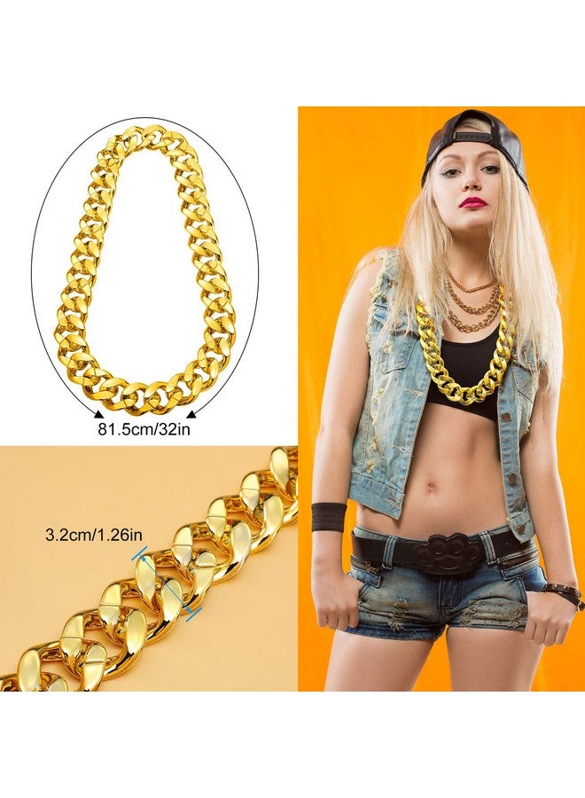 Jexine 12 Pcs Costume Rapper Chain, Hip Hop Chain Bulk Fake Necklace For Men Women 80S 90S Jewelry Punk Style, 32 Inch(Gold) - Image 5