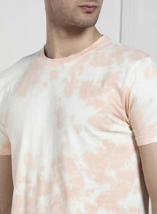 دينيس لينغو تيشيرت قطن بياقة دائرية بقصة عادية بلون الخوخي