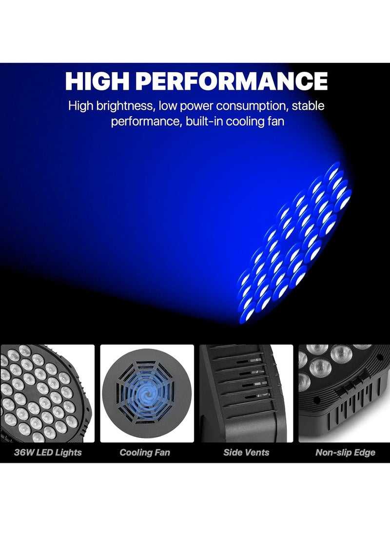 Stage Lights,36 LED Party Par Lights with Sound Activated Remote and DMX Control, Multiple RGB Lighting Effects DJ Lights