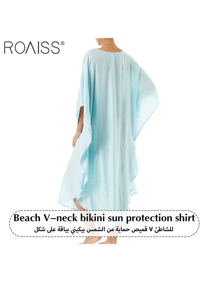roaiss Women's Beach Sun Protection Pullover Bohemian Printed Loose Fitting Dress Ankle Length Bikini Smock for Summer Vacation  - Image 5