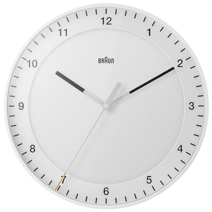 BRAUN Classic Large Analogue Wall Clock With Silent Sweep Movement, Easy To Read, 30Cm Diameter In White, Model Bc17W. - Image 4